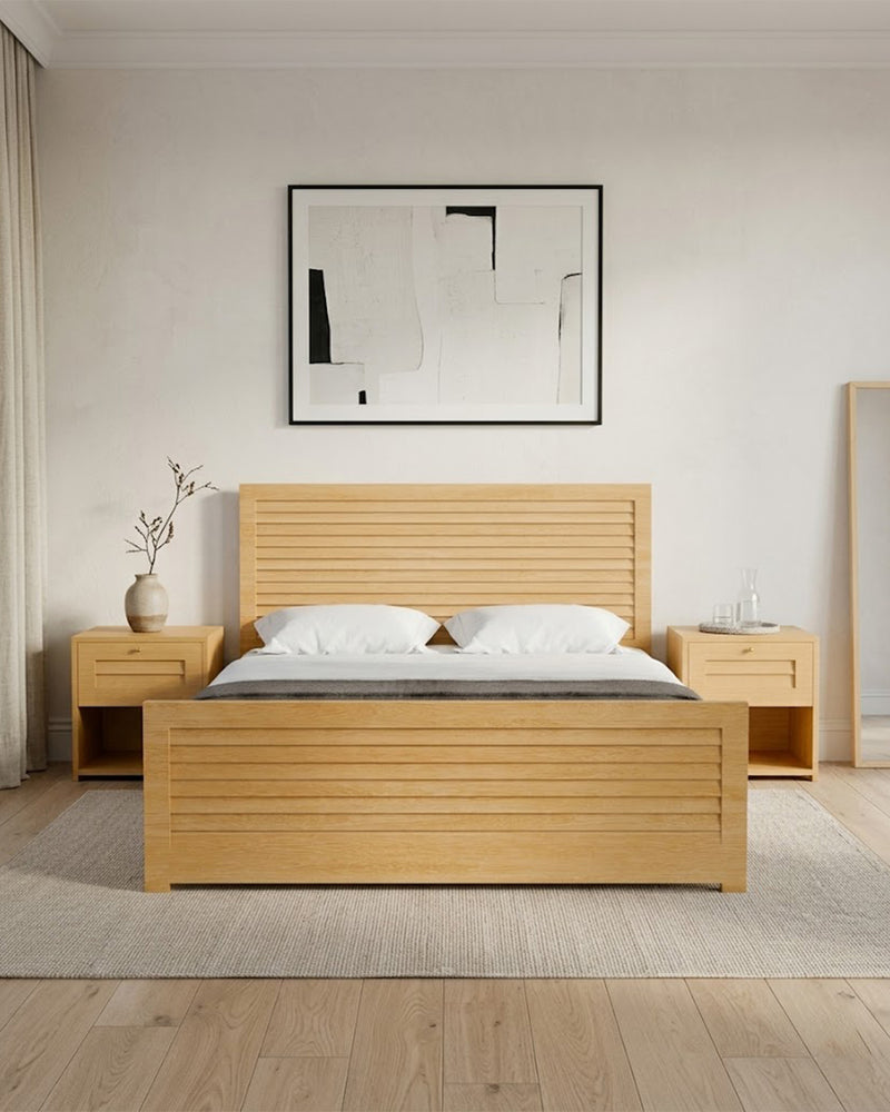 Arizona Bed + Dresser + Mirror + Side Table (Set)