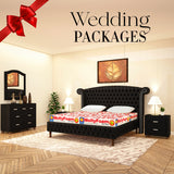 Harper Bed + Dresser + Mirror + Side Tables + MoltyFoam Mattress   (Velvet)